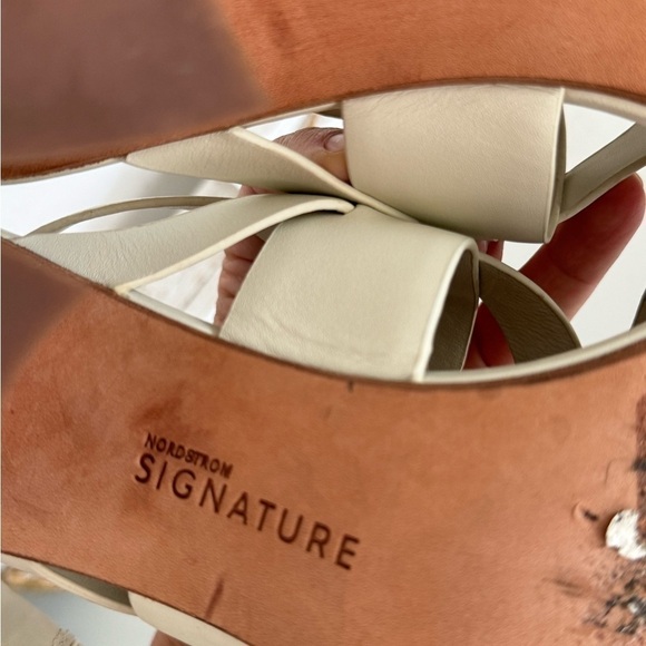 Nordstrom Strappy Leather Sandals with Wood Stack Heel - Size 8 - Picture 9 of 10